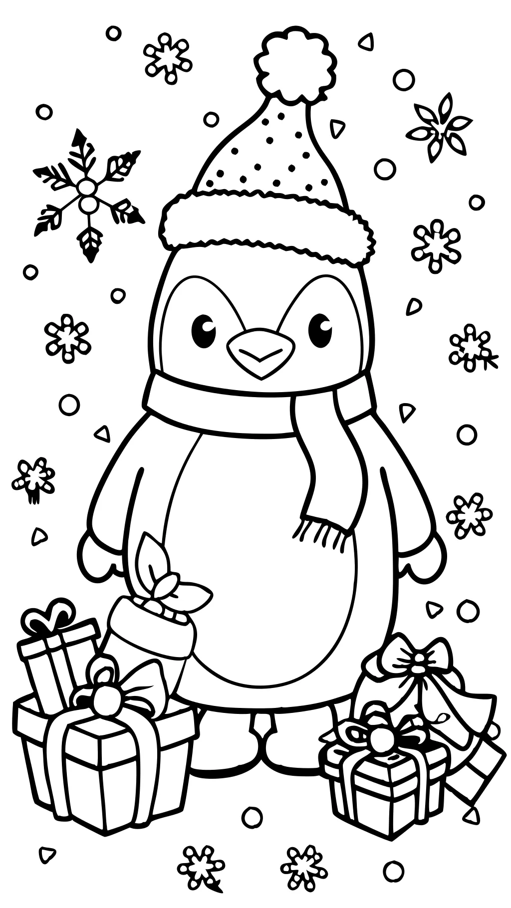 Páginas para colorear de los pingüinos navideños